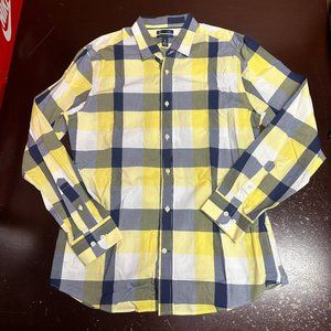 Gap Mens Multicolor Checked Long Sleeve Collared Button Front Shirt Size Large